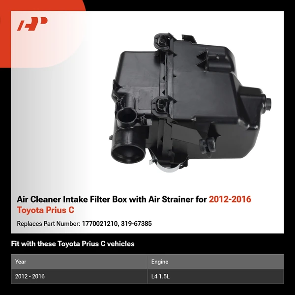 Air Cleaner Intake Filter Box with Air Strainer for 2012-2016 Toyota Prius C