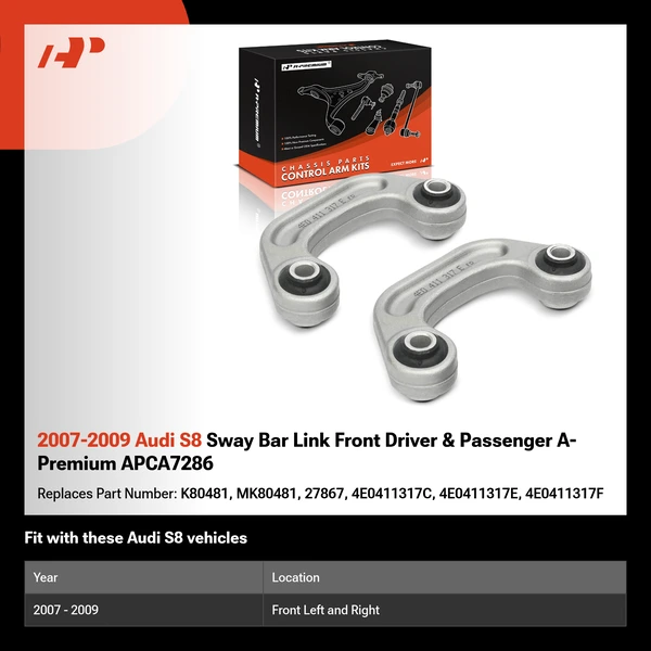 2007-2009 Audi S8 Sway Bar Link Front Driver & Passenger A-Premium APCA7286