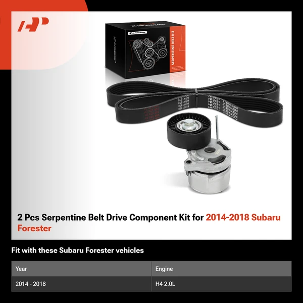 2 Pcs Serpentine Belt Drive Component Kit for 2014-2018 Subaru Forester