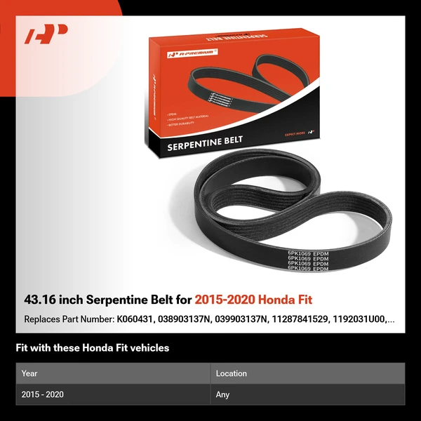 43.16 inch Serpentine Belt for 2015-2020 Honda Fit