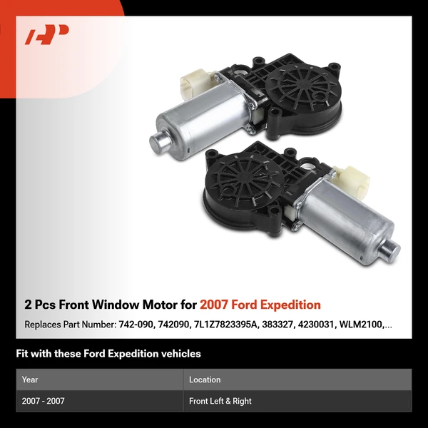 2 Pcs Front Window Motor for 2007 Ford Expedition