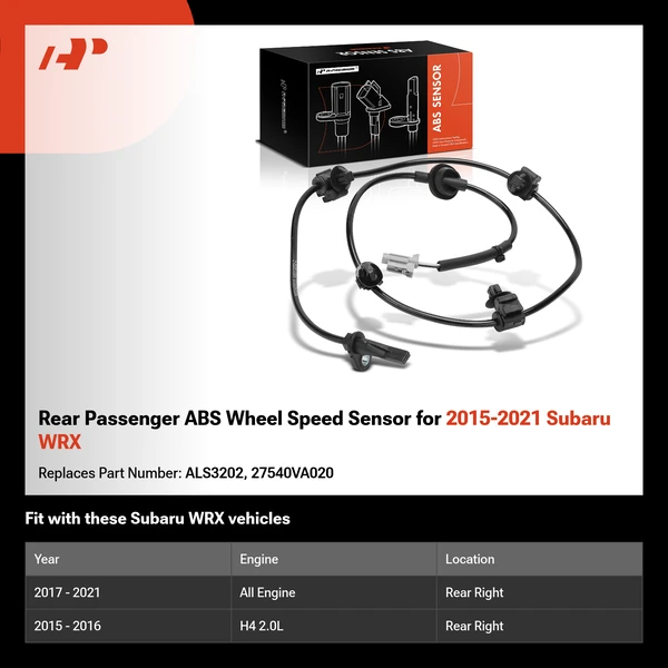 Rear Passenger ABS Wheel Speed Sensor for 2015-2021 Subaru WRX