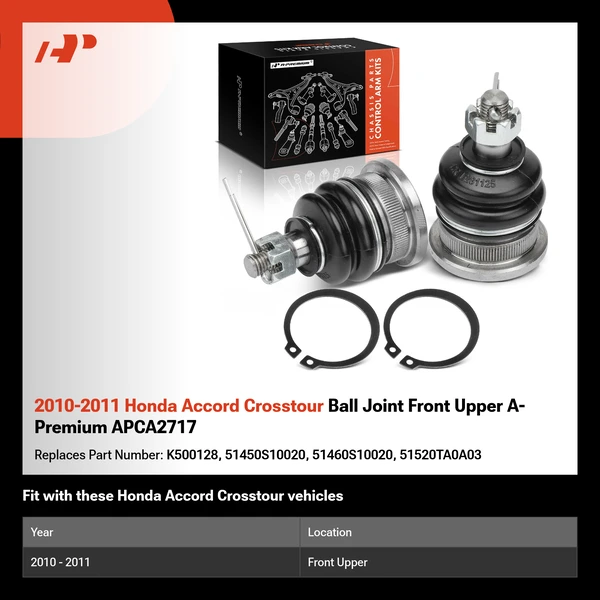 2010-2011 Honda Accord Crosstour Ball Joint Front Upper A-Premium APCA2717