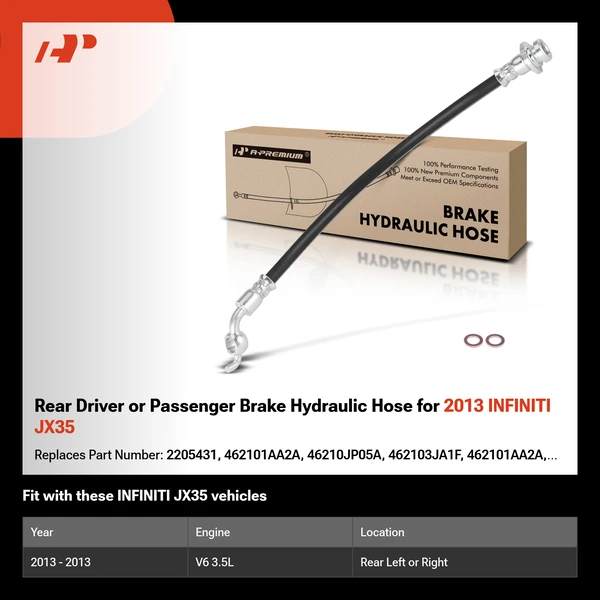 Rear Driver or Passenger Brake Hydraulic Hose for 2013 INFINITI JX35