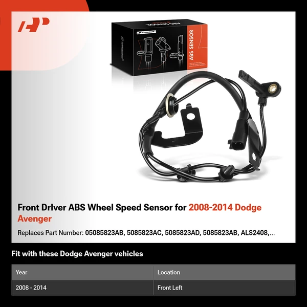 Front DrIver ABS Wheel Speed Sensor for 2008-2014 Dodge Avenger