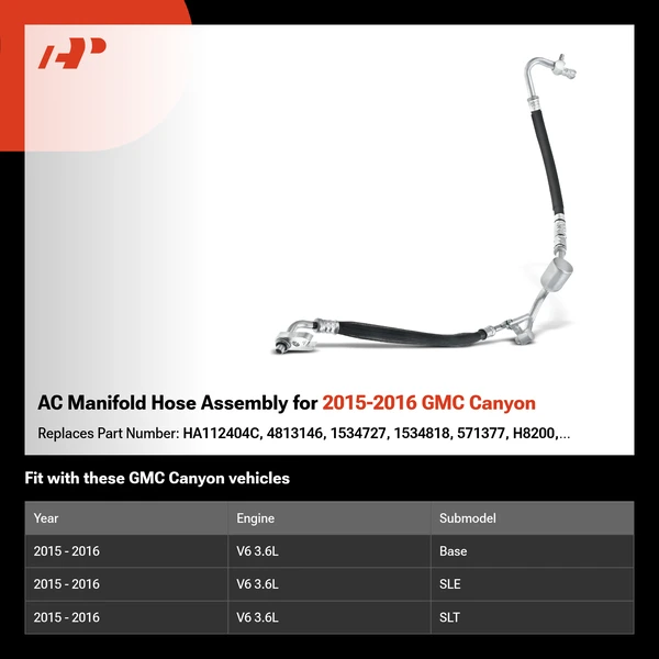 AC Manifold Hose Assembly for 2015-2016 GMC Canyon
