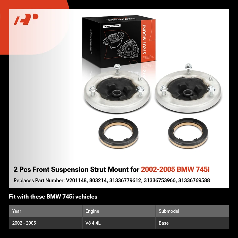 2 Pcs Front Suspension Strut Mount for 2002-2005 BMW 745i