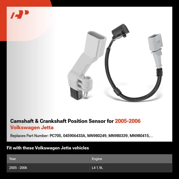 Camshaft & Crankshaft Position Sensor for 2005-2006 Volkswagen Jetta