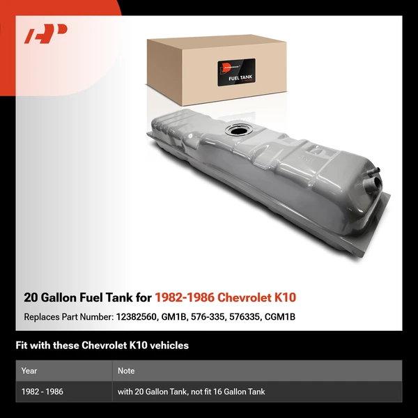 20 Gallon Fuel Tank for 1982-1986 Chevrolet K10