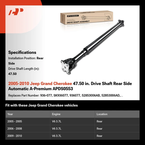 2005-2010 Jeep Grand Cherokee 47.50 in. Drive Shaft Rear Side Automatic A-Premium APDS0553