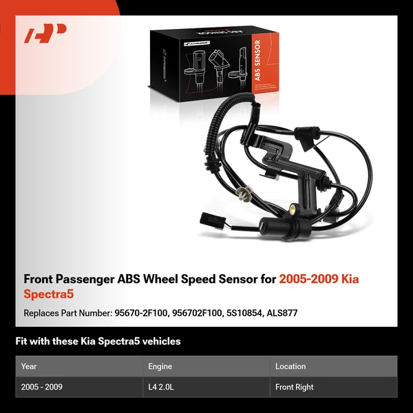 Front Passenger ABS Wheel Speed Sensor for 2005-2009 Kia Spectra5