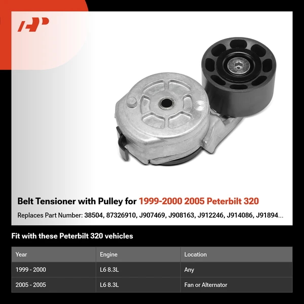 Belt Tensioner with Pulley for 1999-2000 2005 Peterbilt 320
