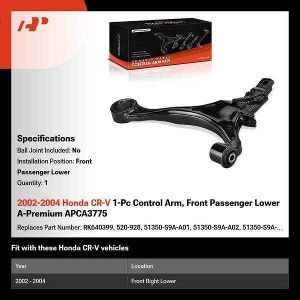 2002-2004 Honda CR-V 1-Pc Control Arm, Front Passenger Lower A-Premium APCA3775