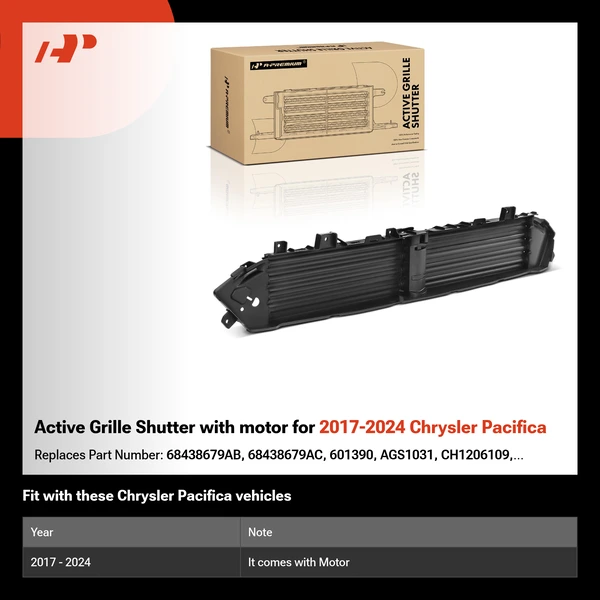 Active Grille Shutter with motor for 2017-2024 Chrysler Pacifica
