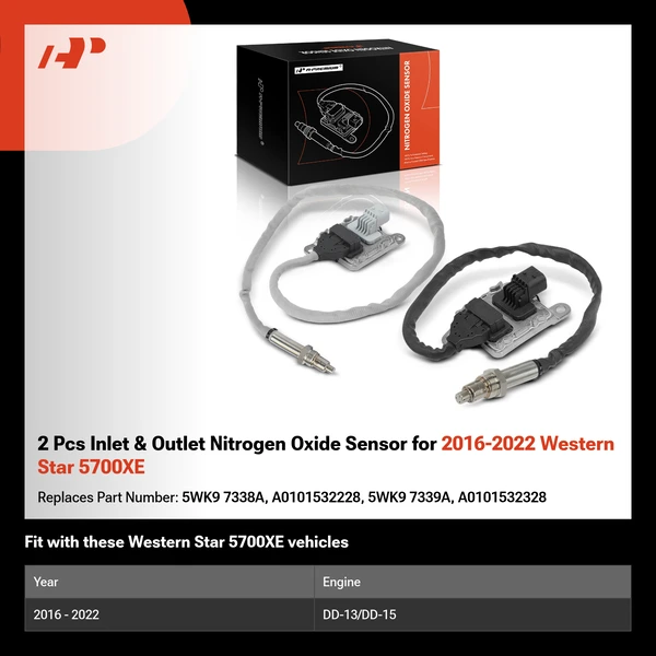 2 Pcs Inlet & Outlet Nitrogen Oxide Sensor for 2016-2022 Western Star 5700XE