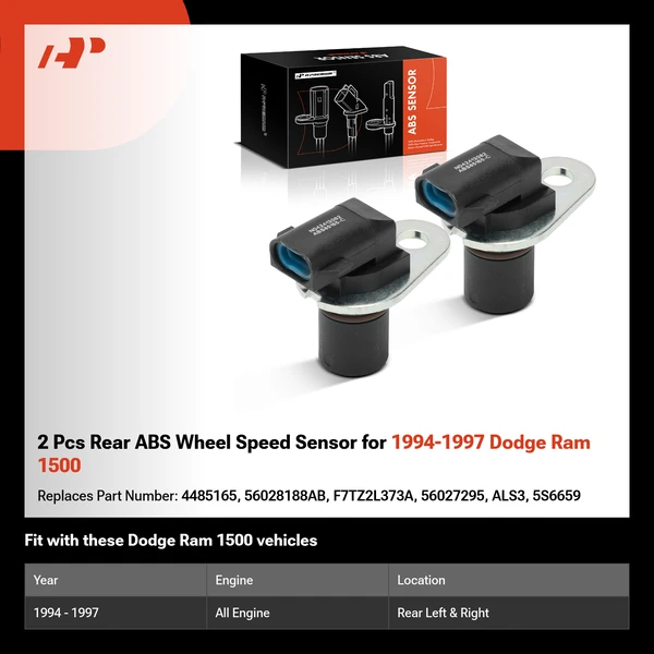 2 Pcs Rear ABS Wheel Speed Sensor for 1994-1997 Dodge Ram 1500