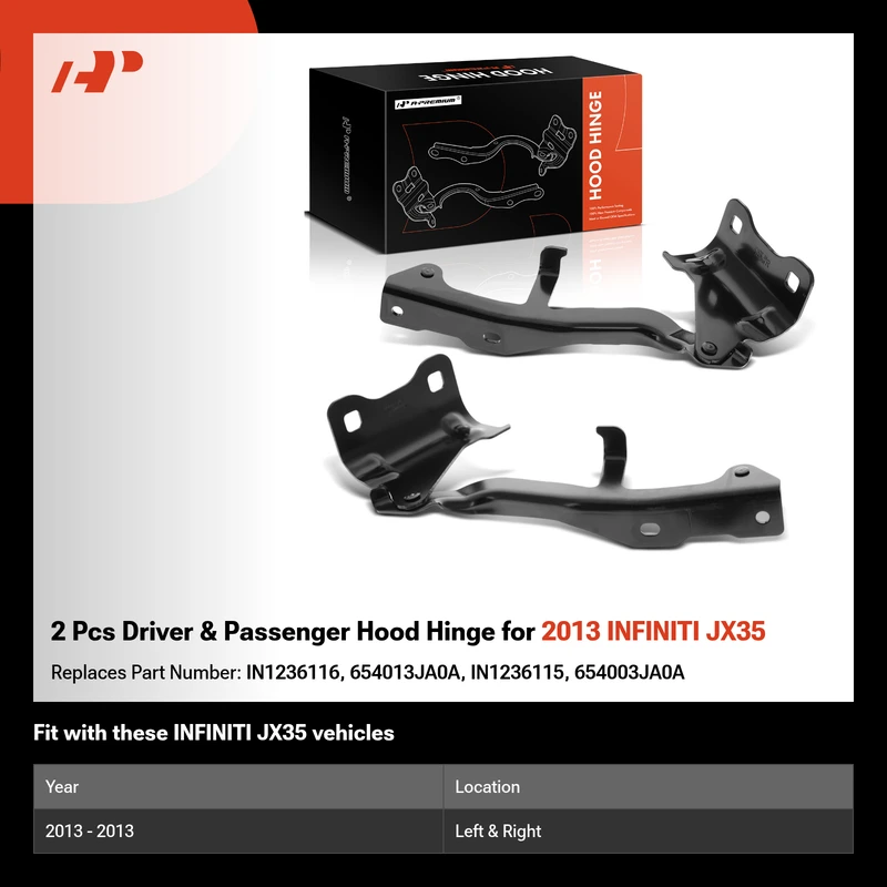 2 Pcs Driver & Passenger Hood Hinge for 2013 INFINITI JX35