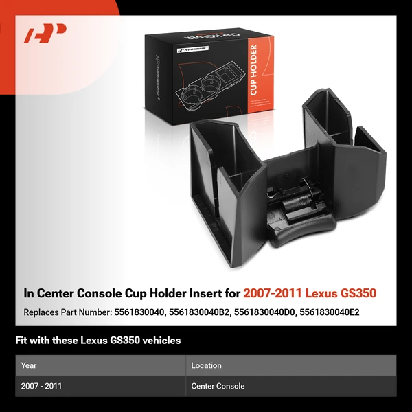 In Center Console Cup Holder Insert for 2007-2011 Lexus GS350