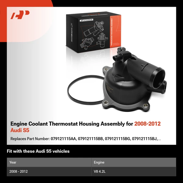 Engine Coolant Thermostat Housing Assembly for 2008-2012 Audi S5