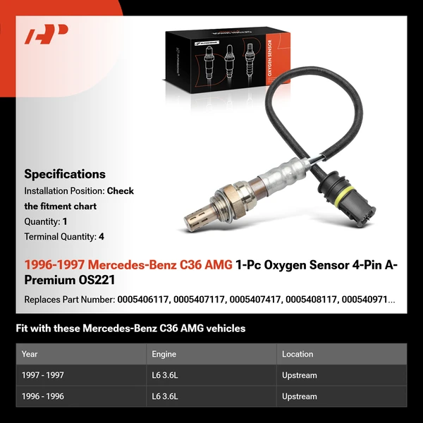 1996-1997 Mercedes-Benz C36 AMG 1-Pc Oxygen Sensor 4-Pin A-Premium OS221