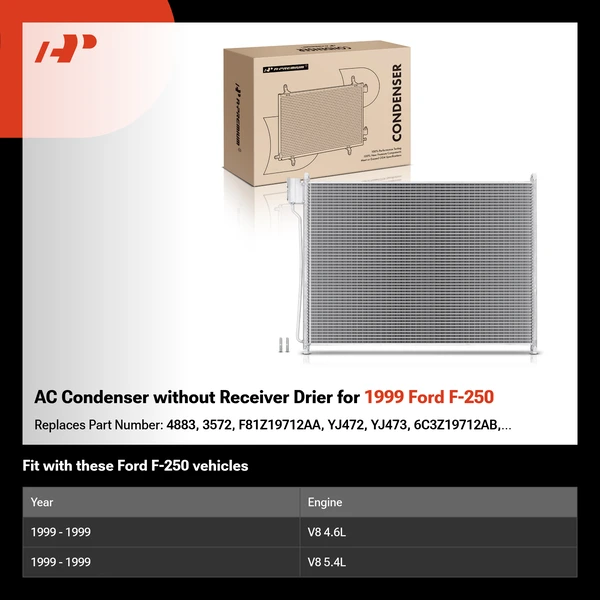 AC Condenser without Receiver Drier for 1999 Ford F-250