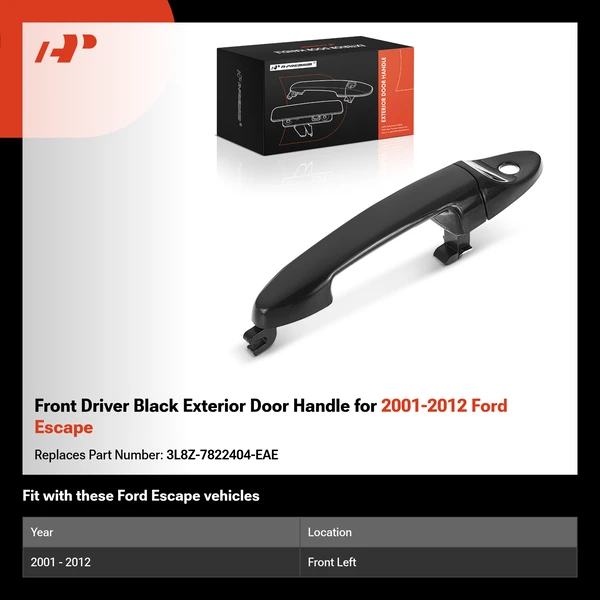 Front Driver Black Exterior Door Handle for 2001-2012 Ford Escape