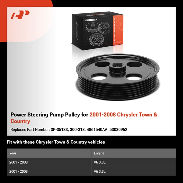 Power Steering Pump Pulley for 2001-2008 Chrysler Town & Country
