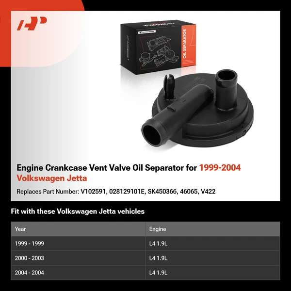 Engine Crankcase Vent Valve Oil Separator for 1999-2004 Volkswagen Jetta