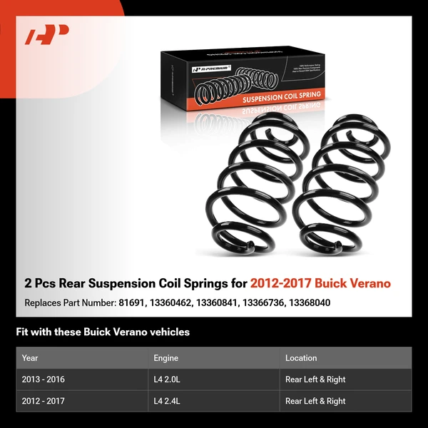 2 Pcs Rear Suspension Coil Springs for 2012-2017 Buick Verano