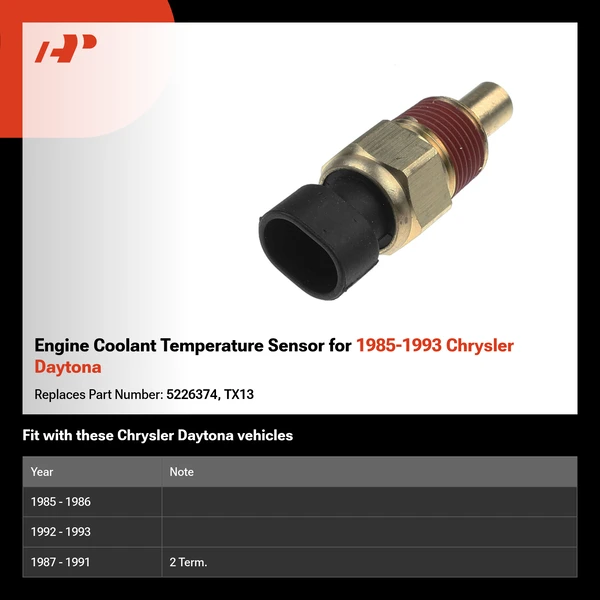 Engine Coolant Temperature Sensor for 1985-1993 Chrysler Daytona