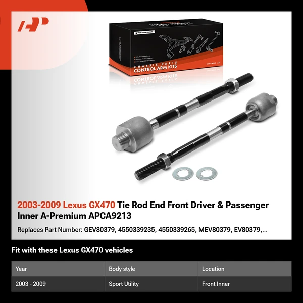 2003-2009 Lexus GX470 Tie Rod End Front Driver & Passenger Inner A-Premium APCA9213