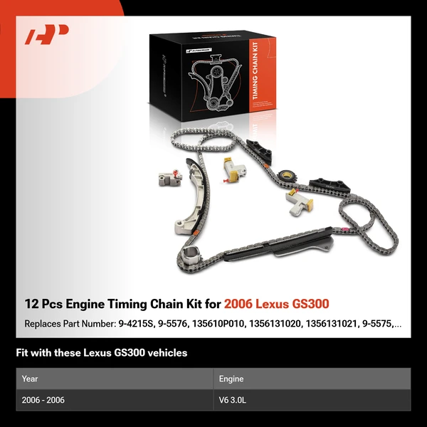 12 Pcs Engine Timing Chain Kit for 2006 Lexus GS300