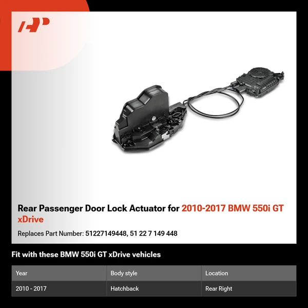 Rear Passenger Door Lock Actuator for 2010-2017 BMW 550i GT xDrive