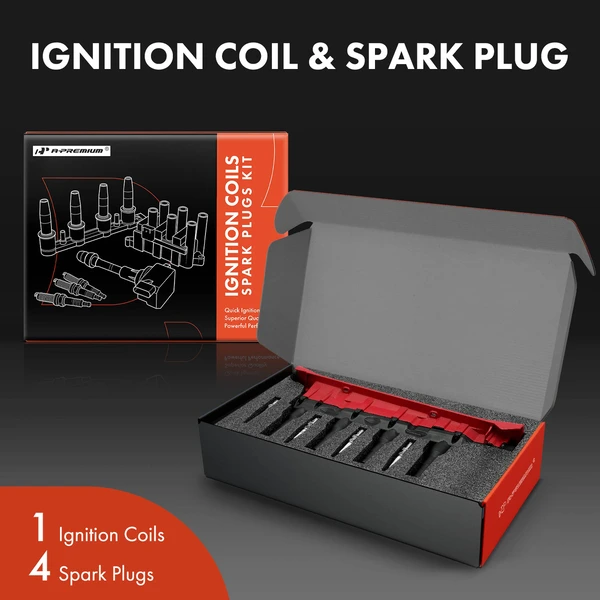 Ignition Coil and Spark Plug Kit Set of 5 Iridium & Platinum Series, 10-Blade Terminal A-Premium APIC0913