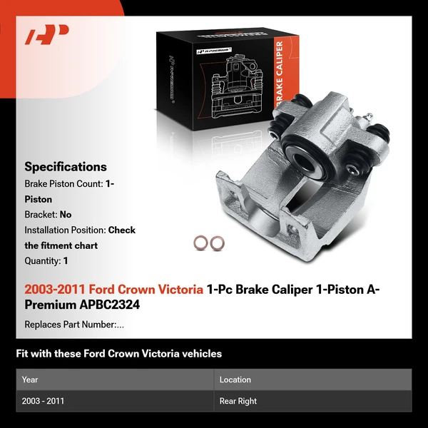 2003-2011 Ford Crown Victoria 1-Pc Brake Caliper 1-Piston A-Premium APBC2324