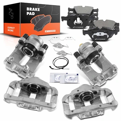 12 Pcs Front & Rear Brake Calipers & Ceramic Brake Pads