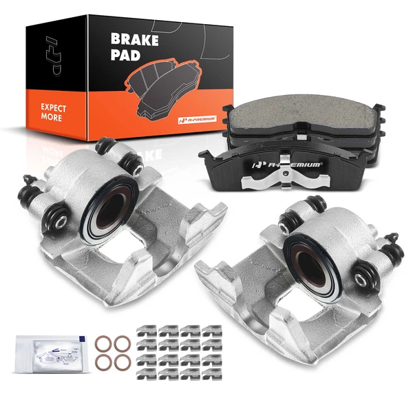 6-PC Brake Caliper + Brake Pad, Front Driver & Passenger, 1-Piston, A-Premium APBC3778