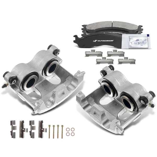 6-PC Brake Caliper + Brake Pad, Front Driver & Passenger, 2-Piston, A-Premium APBC3759
