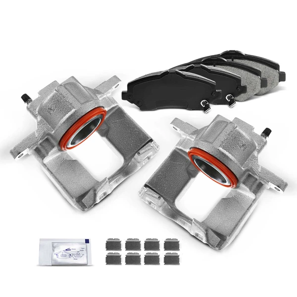 6-PC Brake Caliper + Brake Pad, Front Driver & Passenger, 1-Piston, A-Premium APBC3914