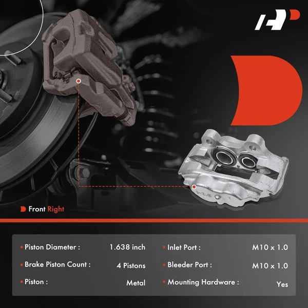 2-PC Brake Caliper, Front Driver & Passenger, 4-Piston, A-Premium APBC3631