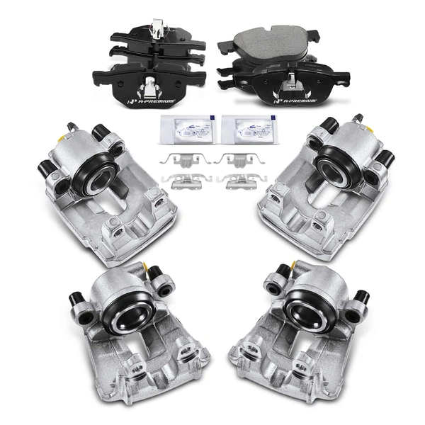 12-PC Brake Caliper + Brake Pad, Front & Rear, 1-Piston, A-Premium APBC3593