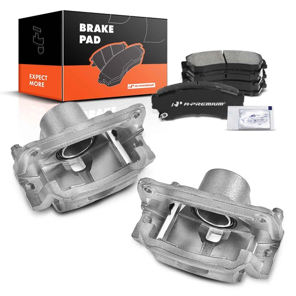 6-PC Brake Caliper + Brake Pad, Front Driver & Passenger, 1-Piston, A-Premium APBC3670