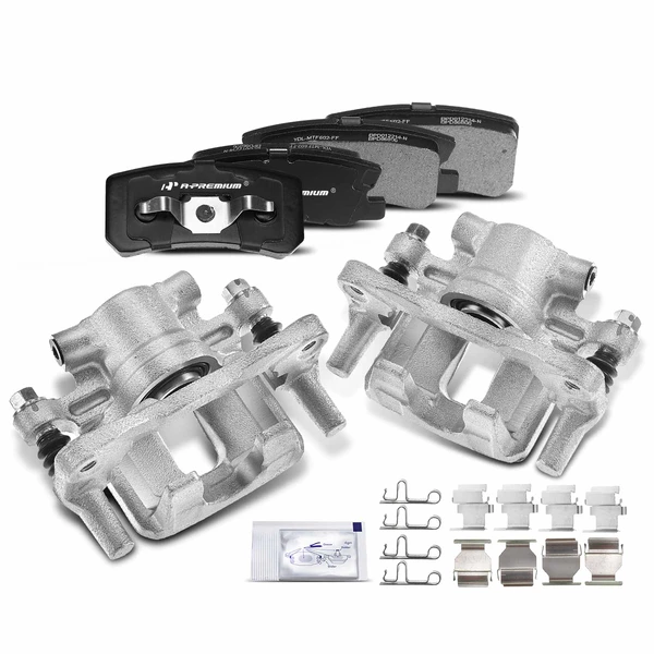 6-PC Brake Caliper + Brake Pad, Rear Driver & Passenger, 1-Piston, A-Premium APBC3671