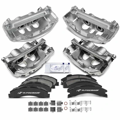 12 Pcs Front & Rear Brake Calipers & Ceramic Brake Pads