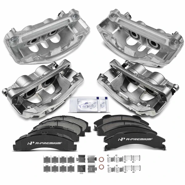 12-PC Brake Caliper + Brake Pad, Front & Rear, 2-Piston, A-Premium APBC3544