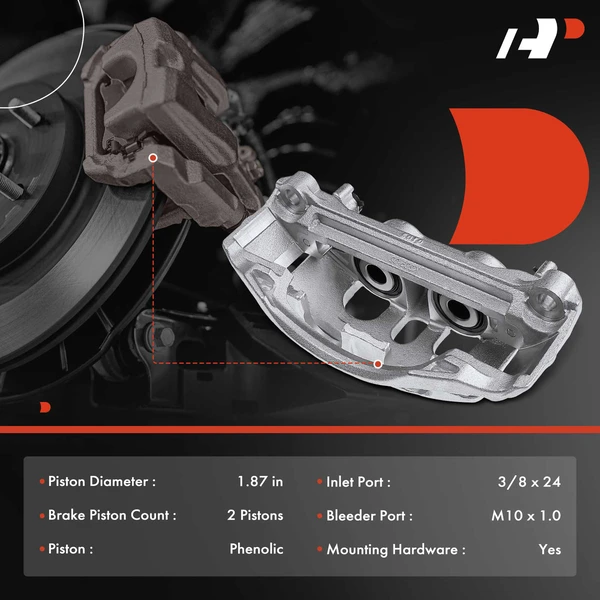 6-PC Brake Caliper + Brake Pad, Rear Driver & Passenger, 2-Piston, A-Premium APBC3904