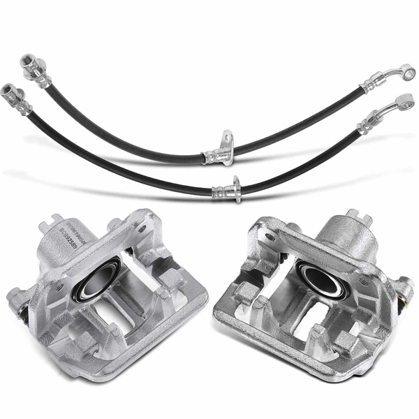 4-PC Brake Caliper + Brake Hydraulic Hose, Rear Driver & Passenger, 1-Piston, A-Premium APBC3779