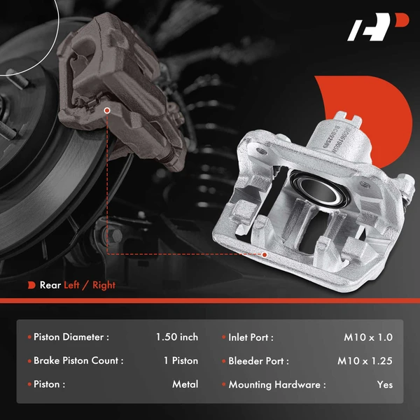 4-PC Brake Caliper + Brake Hydraulic Hose, Rear Driver & Passenger, 1-Piston, A-Premium APBC3779