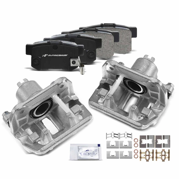 6-PC Brake Caliper + Brake Pad, Rear Driver & Passenger, 1-Piston, A-Premium APBC3672
