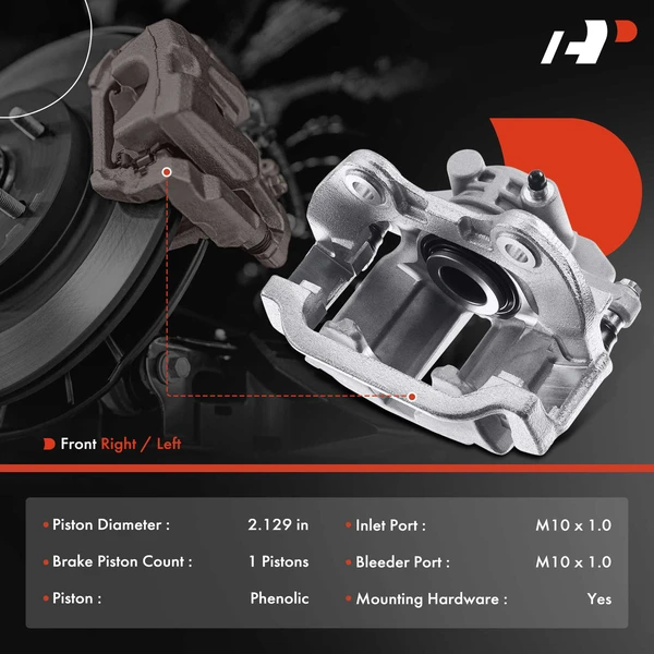 6-PC Brake Caliper + Brake Pad, Rear Driver & Passenger, 1-Piston, A-Premium APBC3905